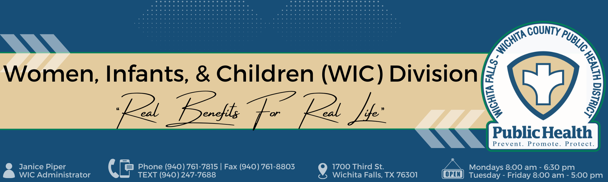 Women, Infants, and Children WIC Division Top Banner